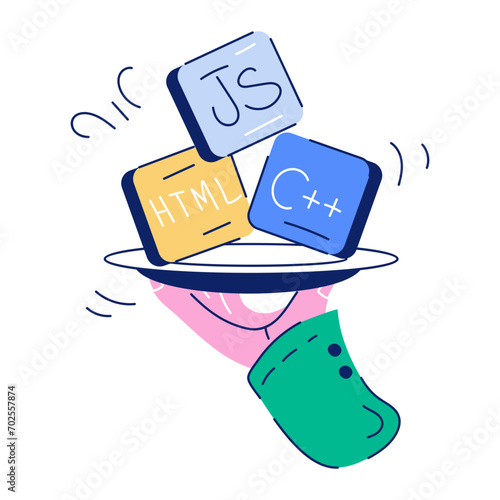 Programming languages hand drawn mini illustration 