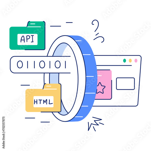 A scalable hand drawn mini illustration of web portal 