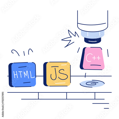 Easy to use doodle mini illustration of web languages 