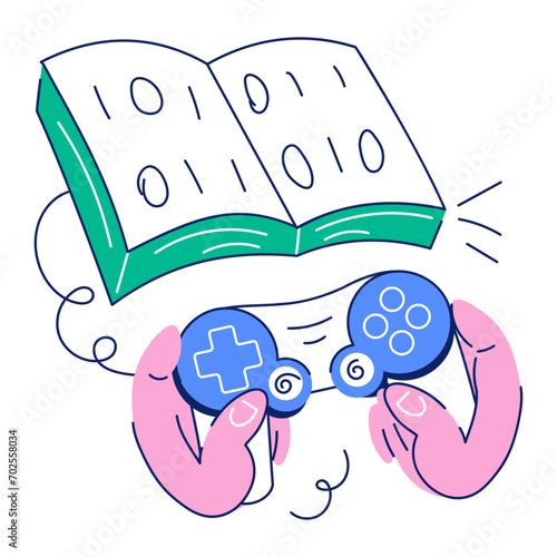 Premium mini hand drawn illustration of game development 