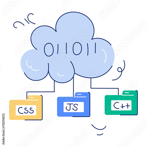 Hand drawn illustration of coding storage 