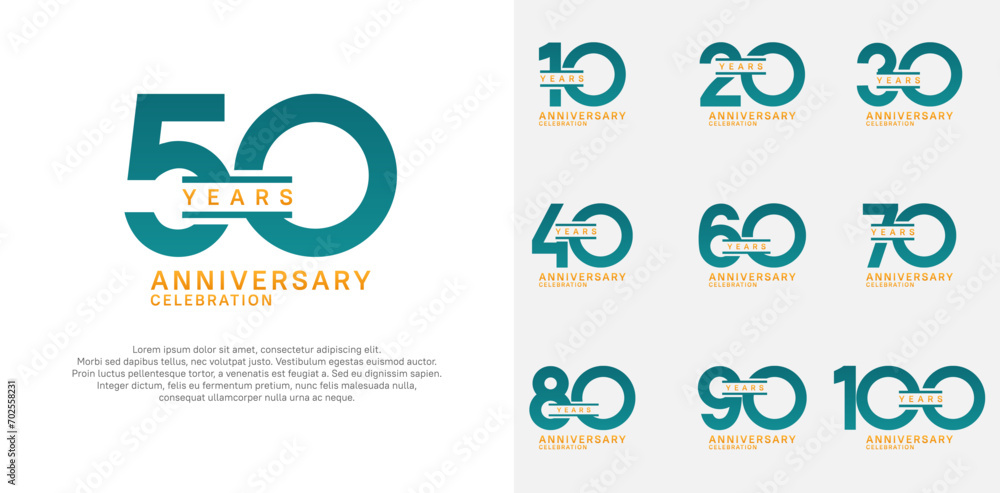 anniversary logotype vector set with green color for special celebration - obrazy, fototapety, plakaty 