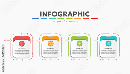 Infographic template business. Presentation with 4 options design  processes Vector illustration. 