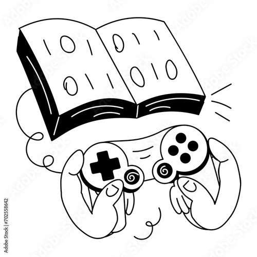 Premium mini hand drawn illustration of game development 