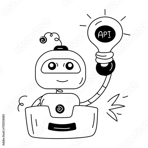 Api robot hand drawn mini illustration 
