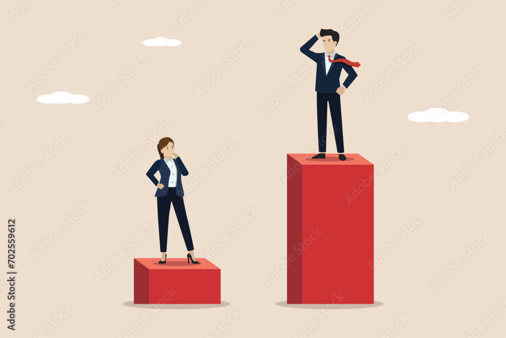 Fototapeta premium The gender gap, the dominance of men on corporate executive boards, is unequal or unfair, entrepreneurs rise above with no room left for female colleagues.