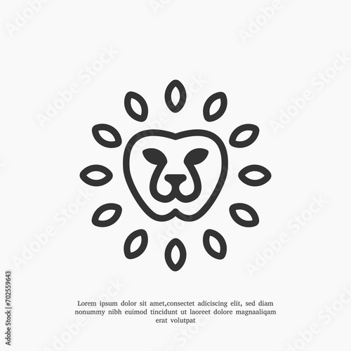 apple lion leaf logo design template photo