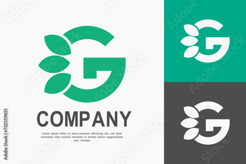 letter G leaf logo design template