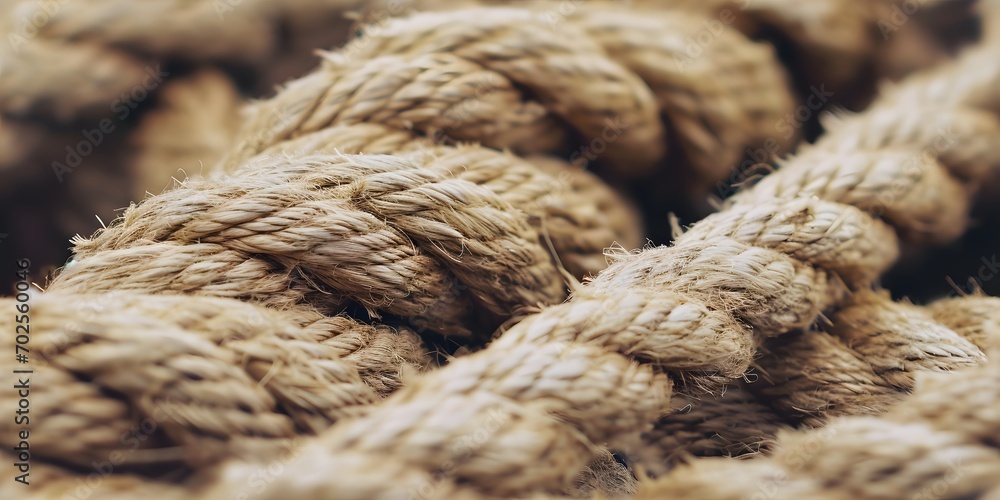 Macro close up of rope texture background - Generative ai Macro close up of rope texture background - Generative ai
