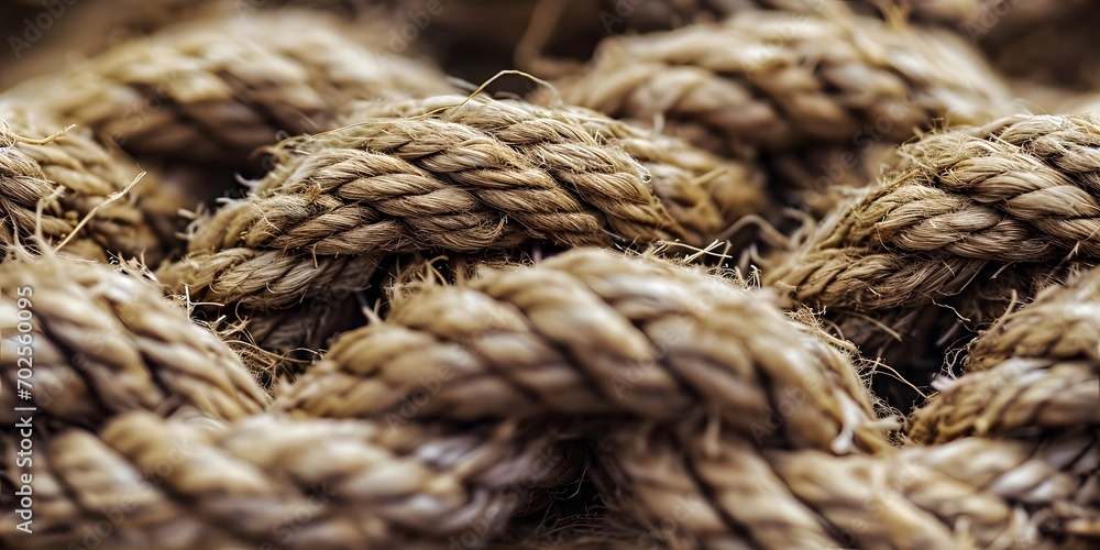 Macro close up of rope texture background - Generative ai