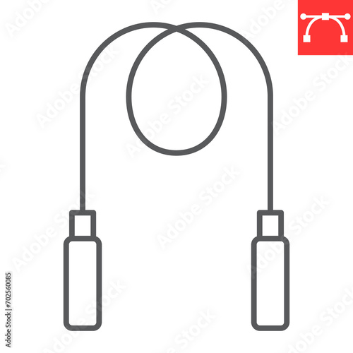 Jumping rope line icon, sport and fitness, skipping rope vector icon, vector graphics, editable stroke outline sign, eps 10.