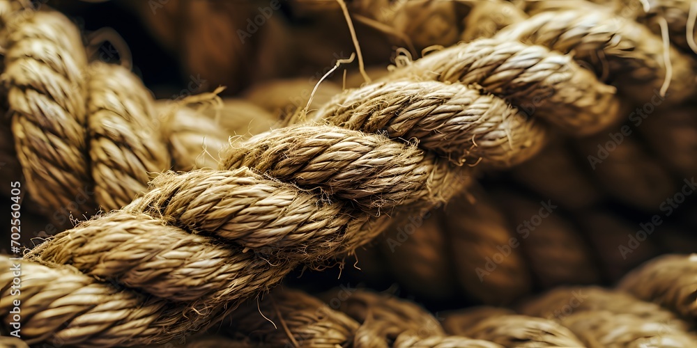 Macro close up of rope texture background - Generative ai Macro close up of rope texture background - Generative ai