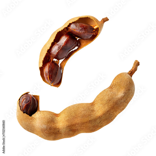 Floating Of One Slice A Tamarind, Without Shadow, Isolated Transparent Background