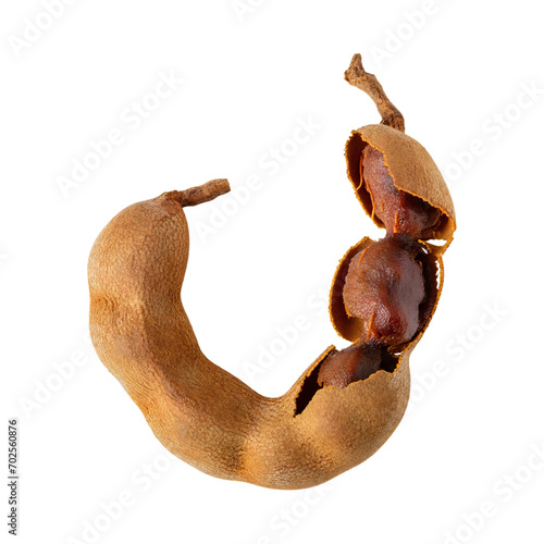 Floating Of One Slice A Tamarind, Without Shadow, Isolated Transparent Background