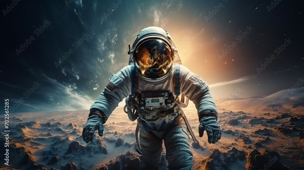 Astronaut Wearing Space Suit Exploring Mission