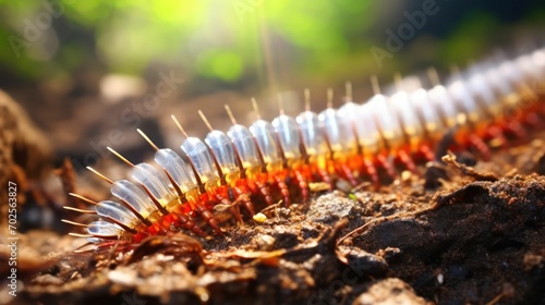 Centipede Up Close on the Ground © sitifatimah