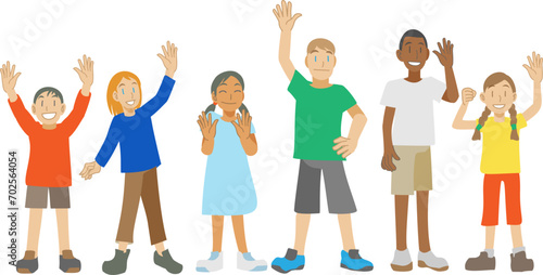 手をふる多民族の子供達
