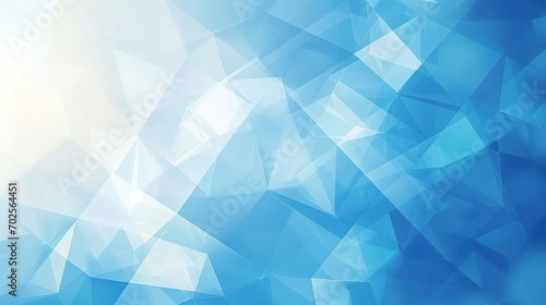 modern abstract blue background design with layers of textured white transparent material in triangle diamond and squares shapes in random geometric pattern photo