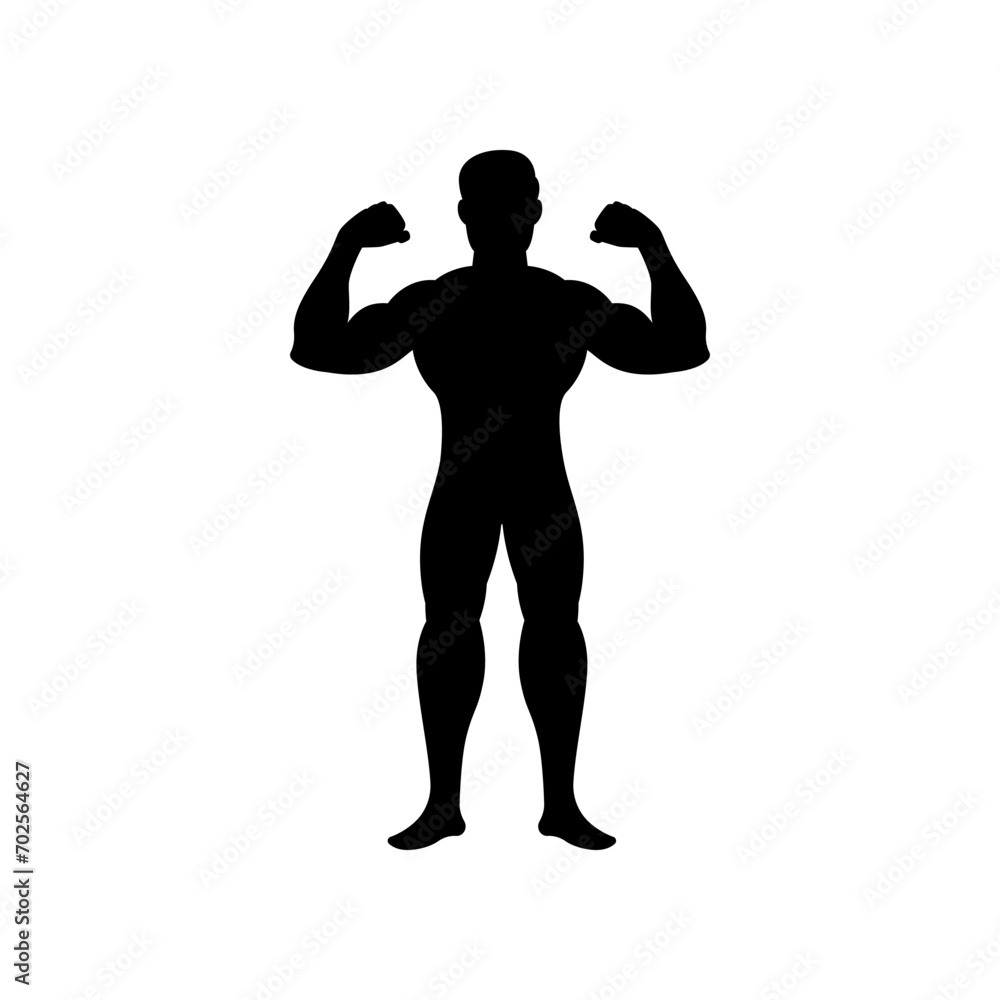 Silhouette of bodybuilder athlete showing his muscles Silhouette of bodybuilder athlete showing his muscles