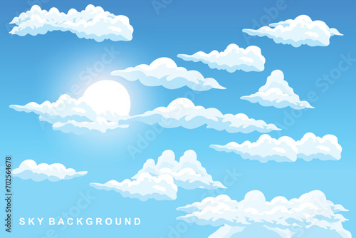 Sky Cloud Background Design Illustration Template Vector Decor Banner And Poster