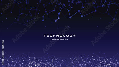 Abstract futuristic - Molecules technology with polygonal shapes on dark blue background.