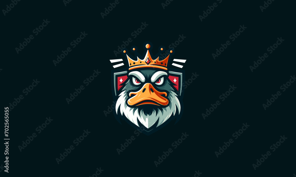 face duck wearing crown and shield vector logo design face duck wearing crown and shield vector logo design