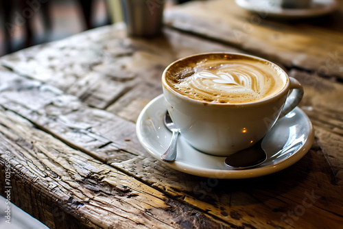 Una taza de café con una espuma en forma de hoja 