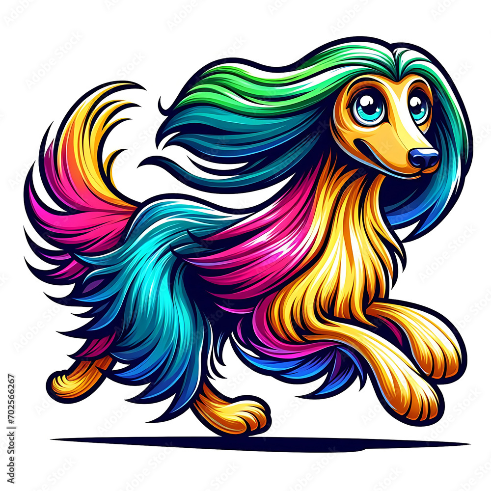 Fototapeta premium Afghan Hound cartoon isolated on white background