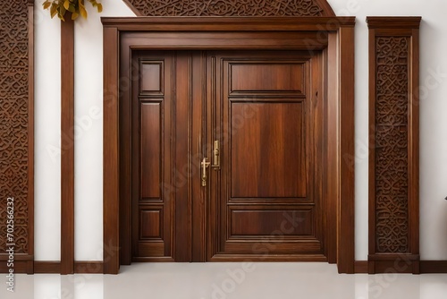 Wooden door on white walls inside house