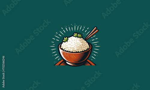 fried rice vector illustration logo design
