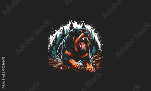 rottweiler angry on forest vector illustration artwork design