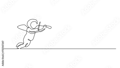 line art cupid love and valentine's day symbol. Cupid shooting arrow married wedding 