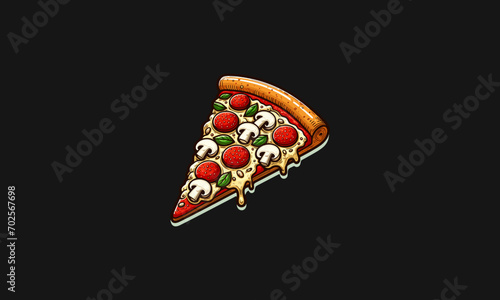 pizza slices topped with mushrooms and cheese vector flat design
