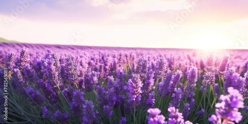 Tranquil Lavender Field Bathed in Sunlight