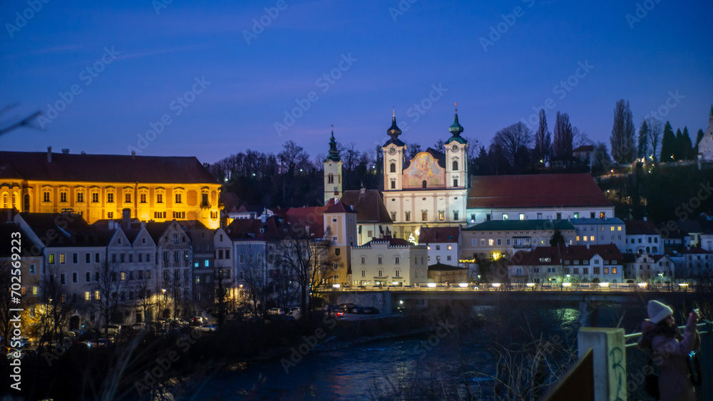 st. michaels church in the old town of steyr, upper austria