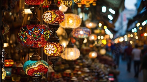 Market With Traditional Colorful Handmade Turkish Lamps © mariiaplo