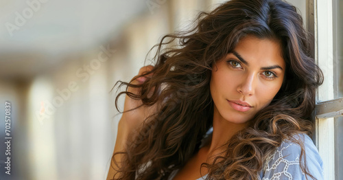 Attractive long haired youn...