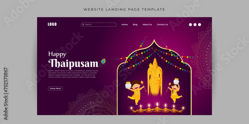Vector illustration of Happy Thaipusam Website landing page banner Template