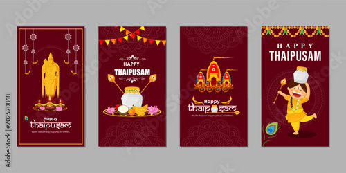 Vector illustration of Happy Thaipusam social media feed set template