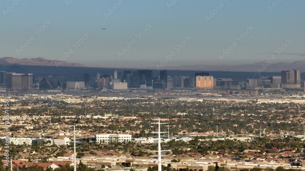 Aerial Reveal of Las Vegas Strip During the Day from Rocky Desert Landscape Aerial Reveal of Las Vegas Strip During the Day from Rocky Desert Landscape