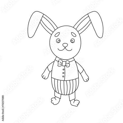 An Easter bunny cartoon rabbit holding a giant Easter egg illustration
