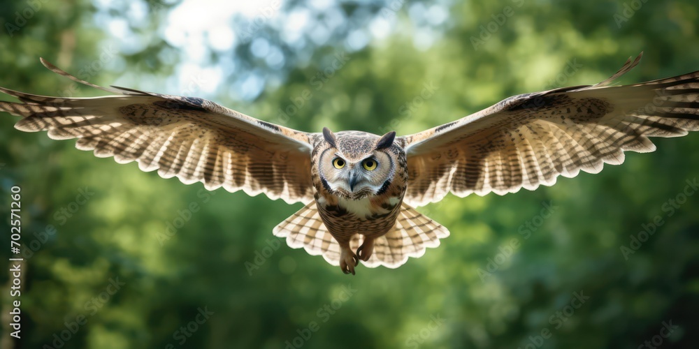 Obraz premium owl flight enchants in the heart of the forest