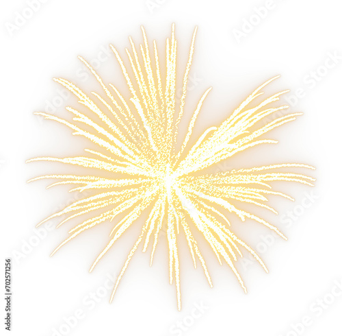 Glittering explosion gold fireworks festive isolate on transparent backgrounds 3d rendering png