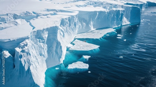 Antarctic icebergs in the ocean