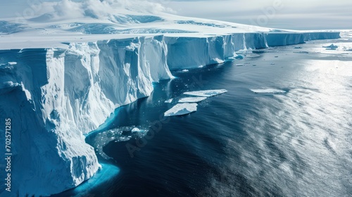 Icebergs in Antarctica. Global warming, climate change and natural disaster concept. © Christiankhs
