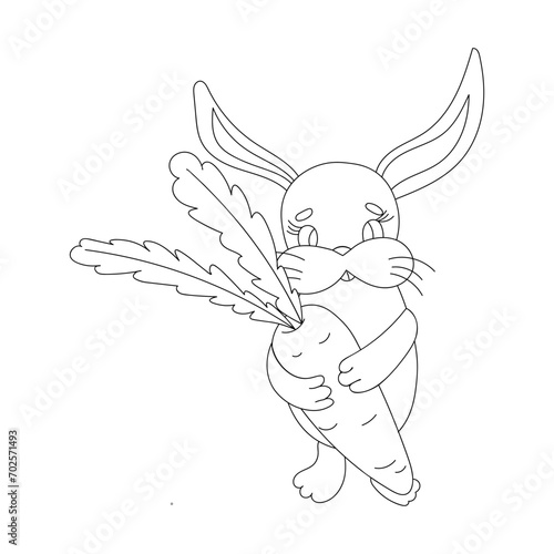 An Easter bunny cartoon rabbit holding a giant Easter egg illustration