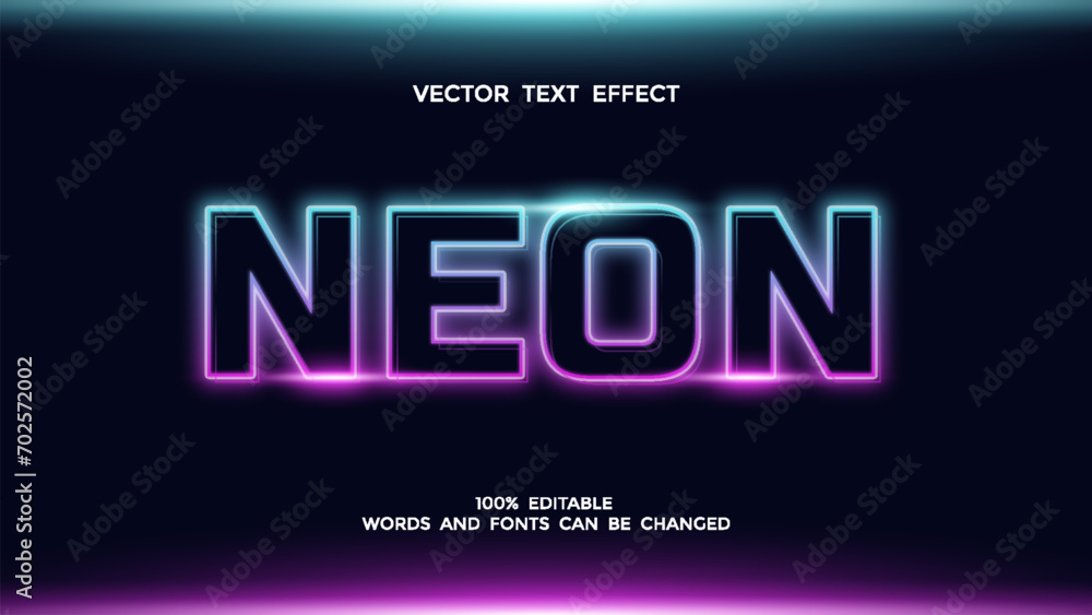 neon light editable text effect with blue and purple color neon light editable text effect with blue and purple color
