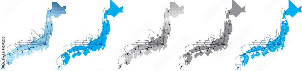 japan Map business Network worldwide Vector - obrazy, fototapety, plakaty 