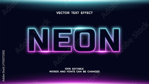 neon light editable text effect with blue and purple color