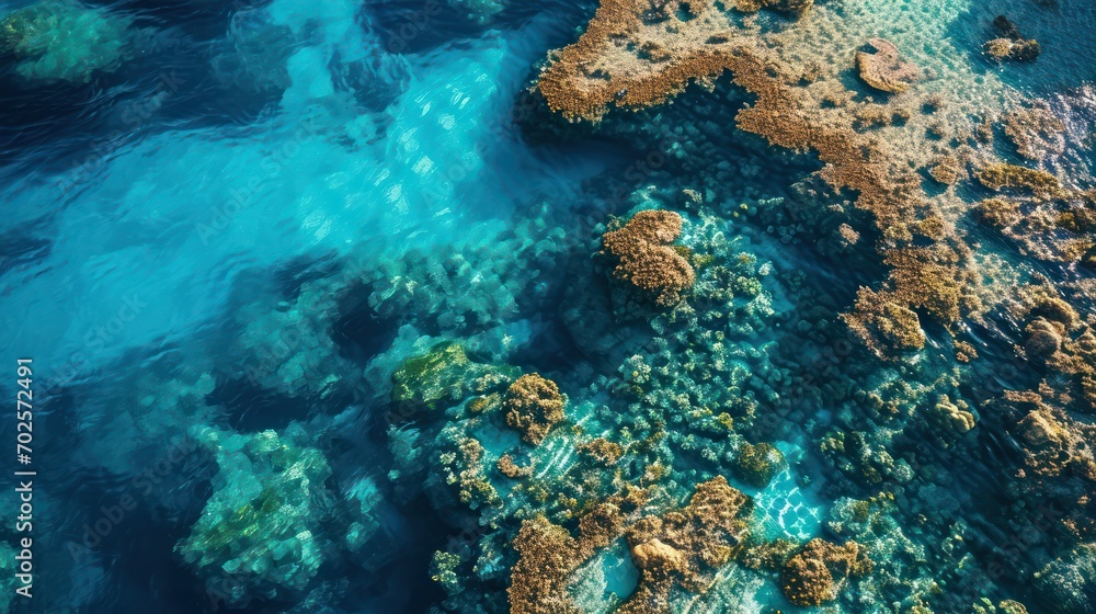 Coral reef in the sea. Aerial view. Coral reef in the sea. Aerial view.